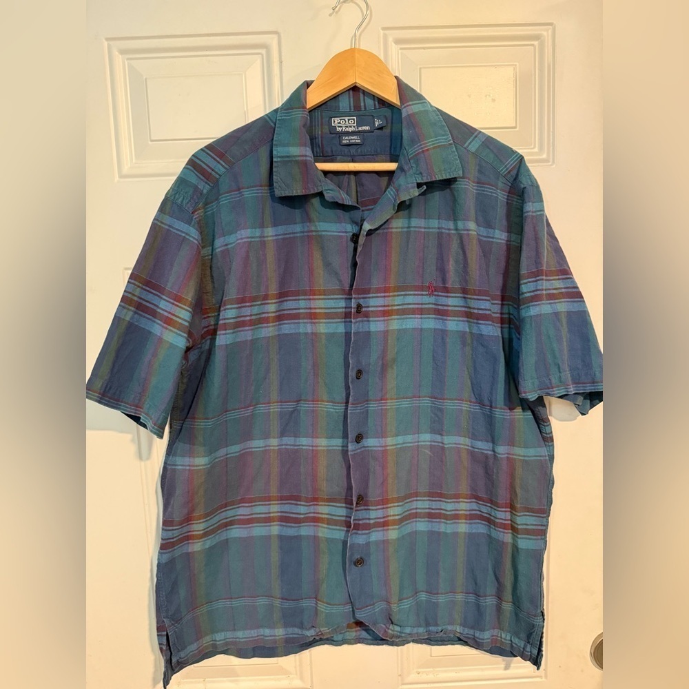 Ralph Lauren Blue and Green Casual Button Down Shirt